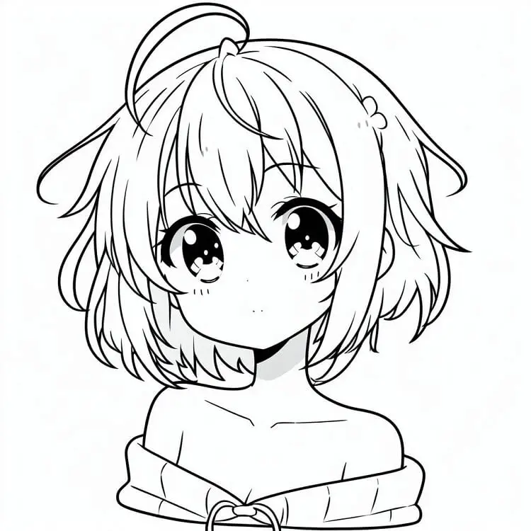 Fise de colorat cu Fata Anime de colorat p26