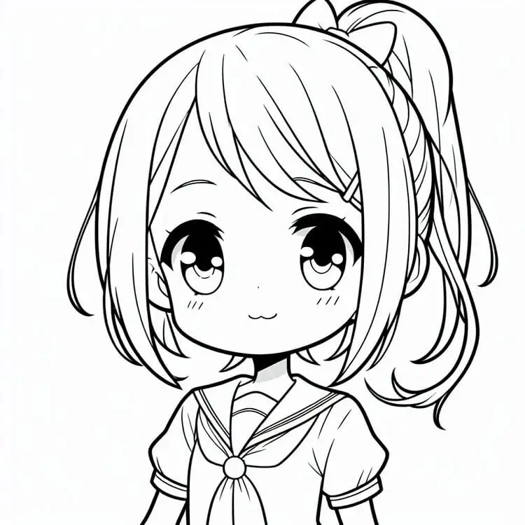 Fise de colorat cu Fata Anime de colorat p27