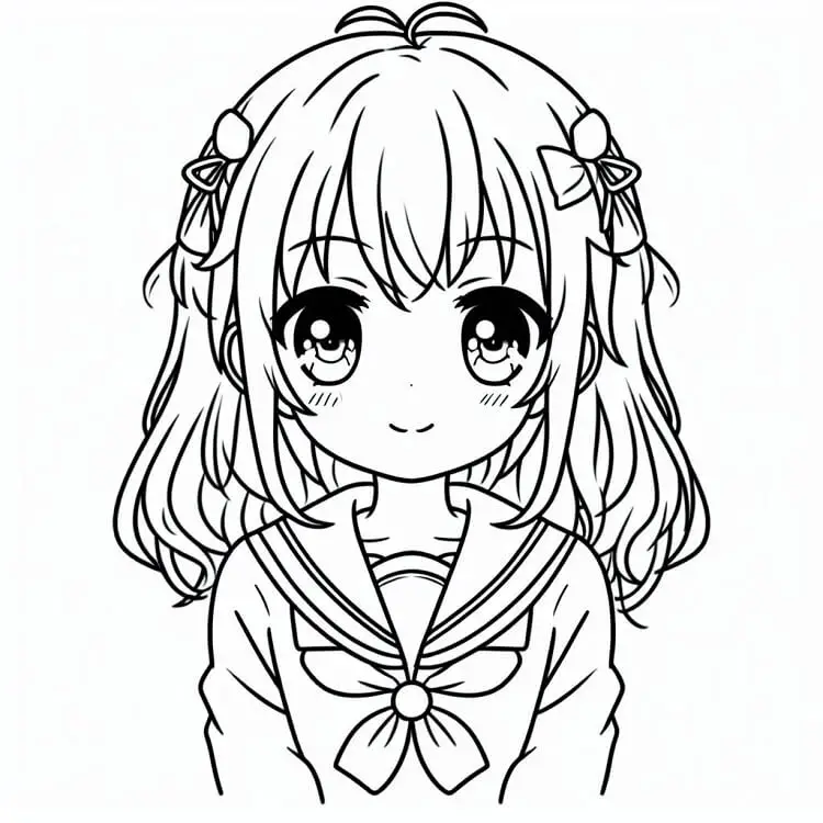Fise de colorat cu Fata Anime de colorat p28
