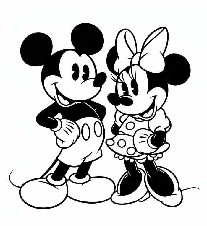 Fise de colorat cu Mickey si minnie de colorat p10