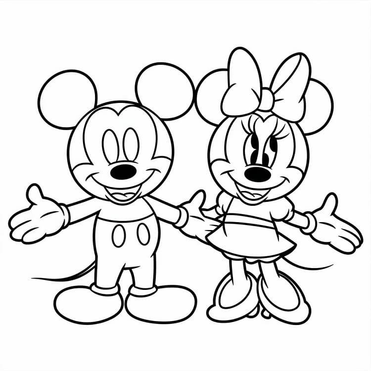 Fise de colorat cu Mickey si minnie de colorat p11