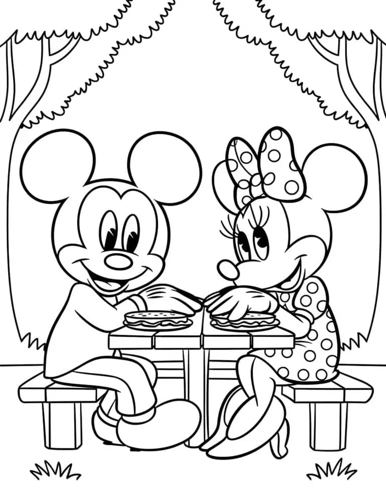 Fise de colorat cu Mickey si minnie de colorat p17