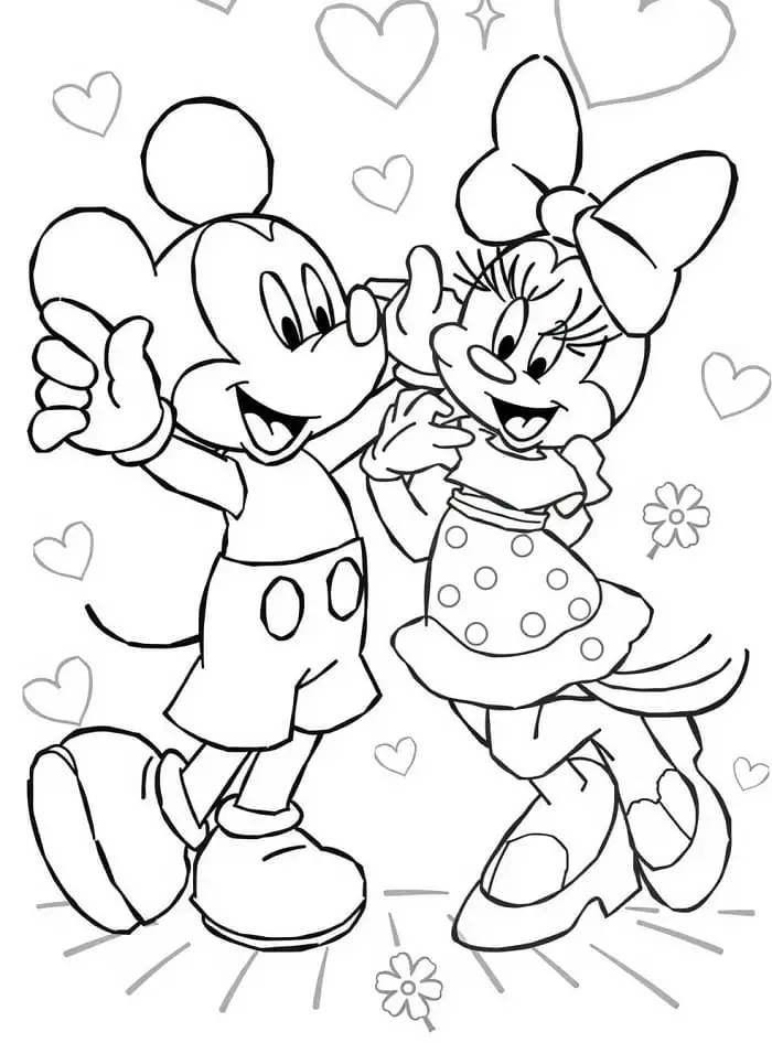 Fise de colorat cu Mickey si minnie de colorat p25