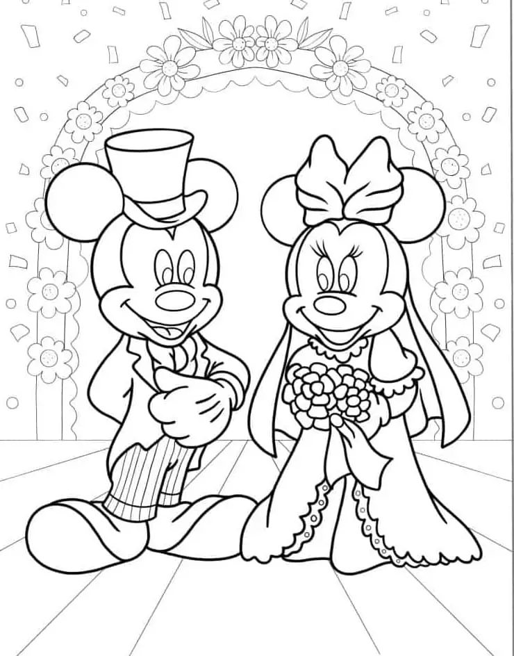 Planse de colorat cu Mickey și Minnie
