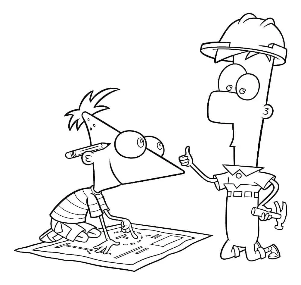 Fise de colorat cu Phineas si ferb de colorat p12