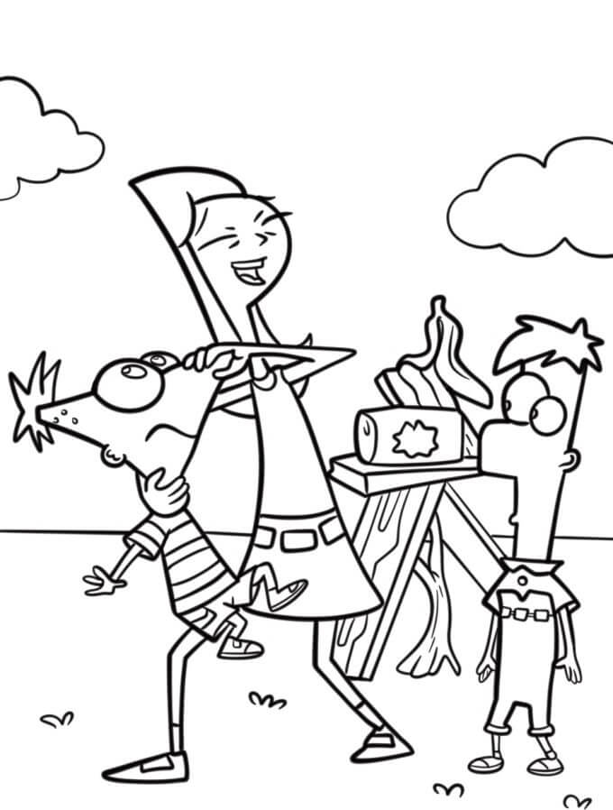 Planse de colorat cu Phineas și Ferb