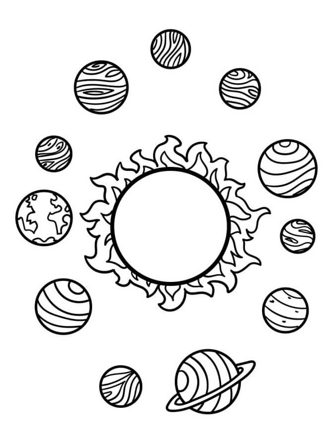 Fise de colorat cu Sistemul Solar de colorat p03