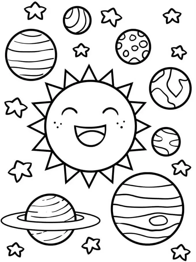 Planse de colorat cu Sistemul Solar