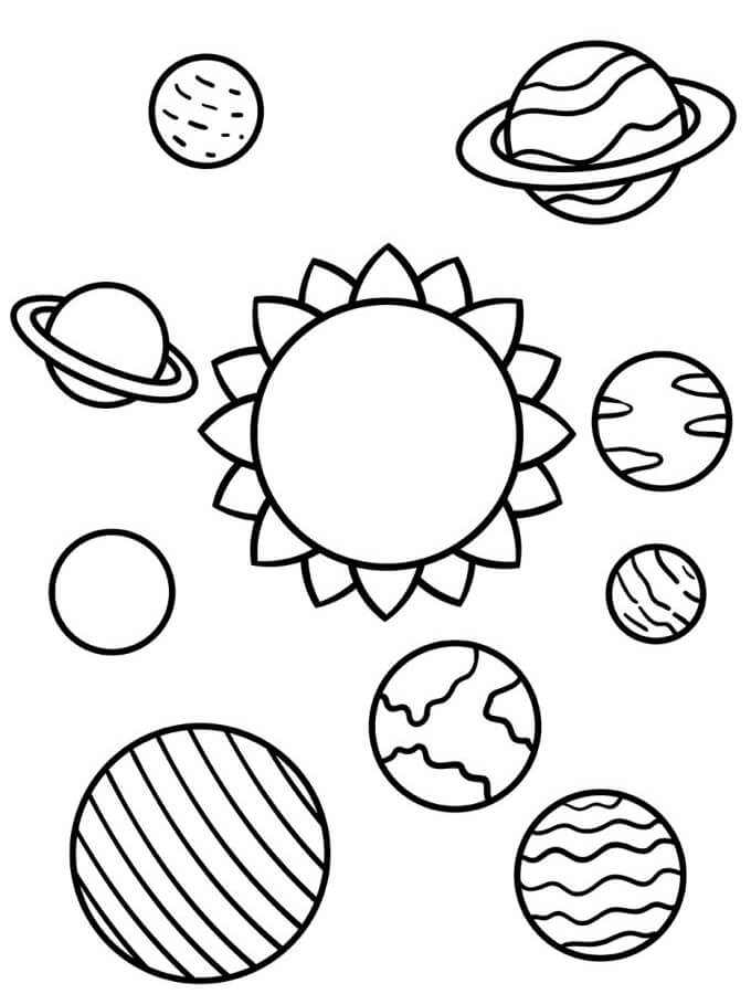 Fise de colorat cu Sistemul Solar de colorat p05