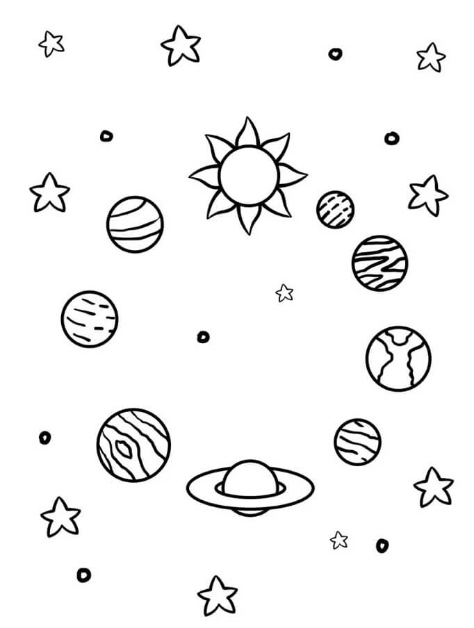 Fise de colorat cu Sistemul Solar de colorat p06