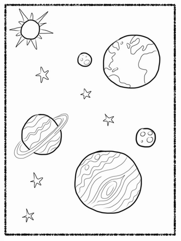 Fise de colorat cu Sistemul Solar de colorat p21