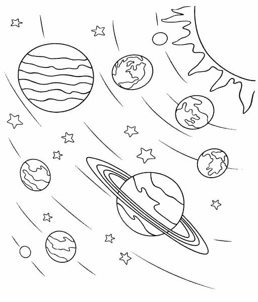 Fise de colorat cu Sistemul Solar de colorat p23