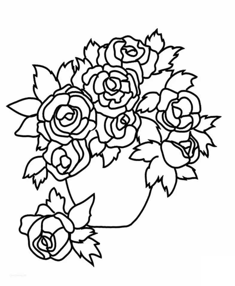Fise de colorat cu Vaza cu Flori de colorat p07
