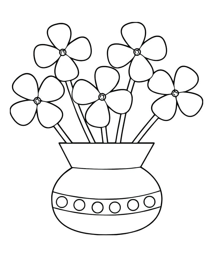 Fise de colorat cu Vaza cu Flori de colorat p08