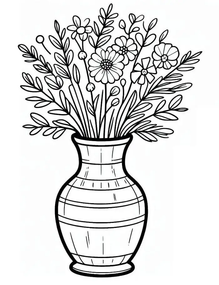 Fise de colorat cu Vaza cu Flori de colorat p29