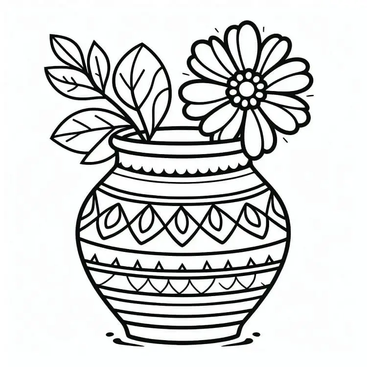 Fise de colorat cu Vaza cu Flori de colorat p31