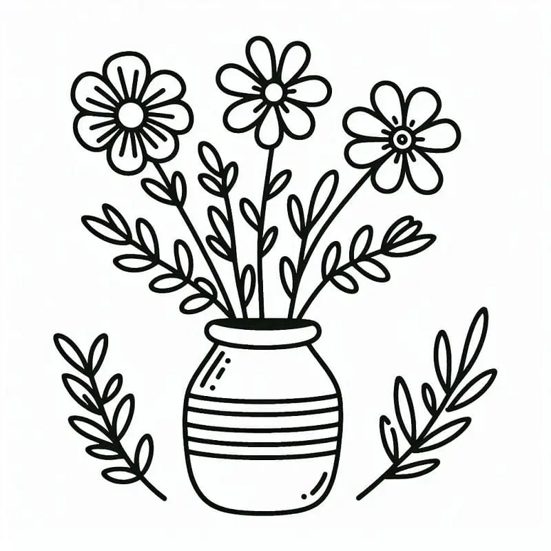 Fise de colorat cu Vaza cu Flori de colorat p40
