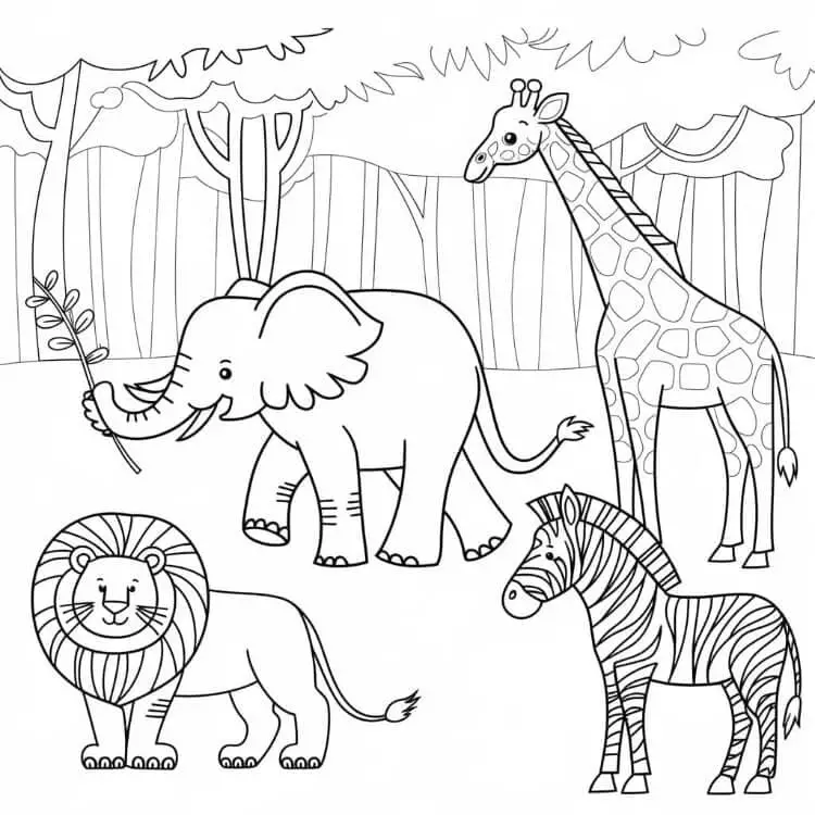 Fise de colorat cu Animale Salbatice de colorat p16