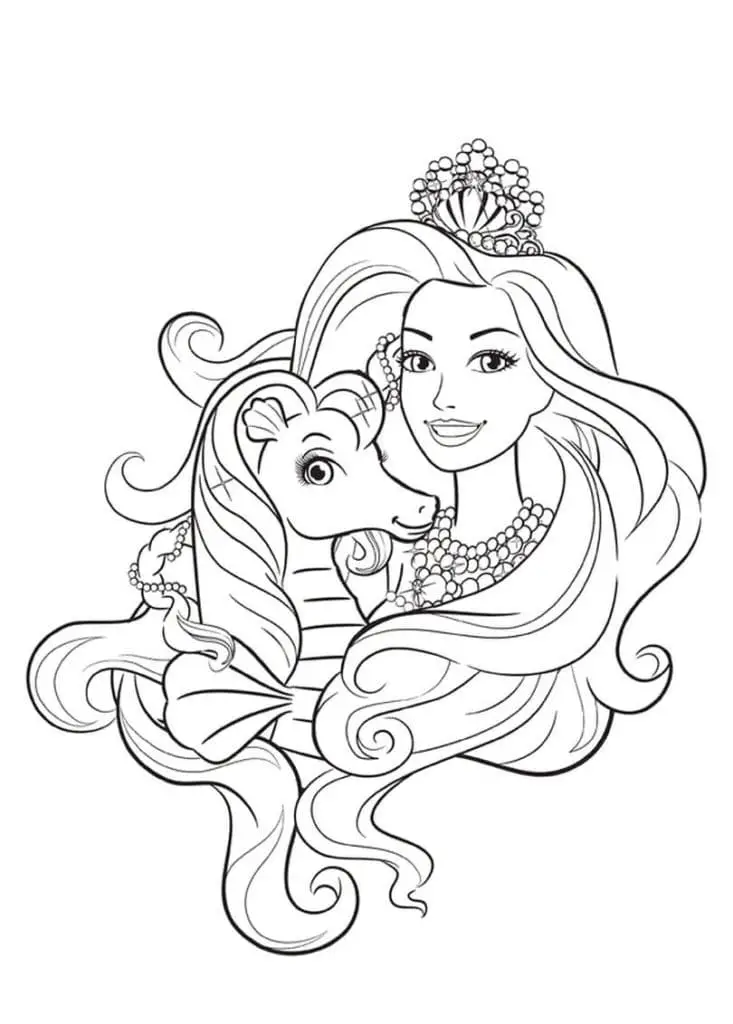 Fise de colorat cu Barbie Sirenă Imprimabile Gratuite