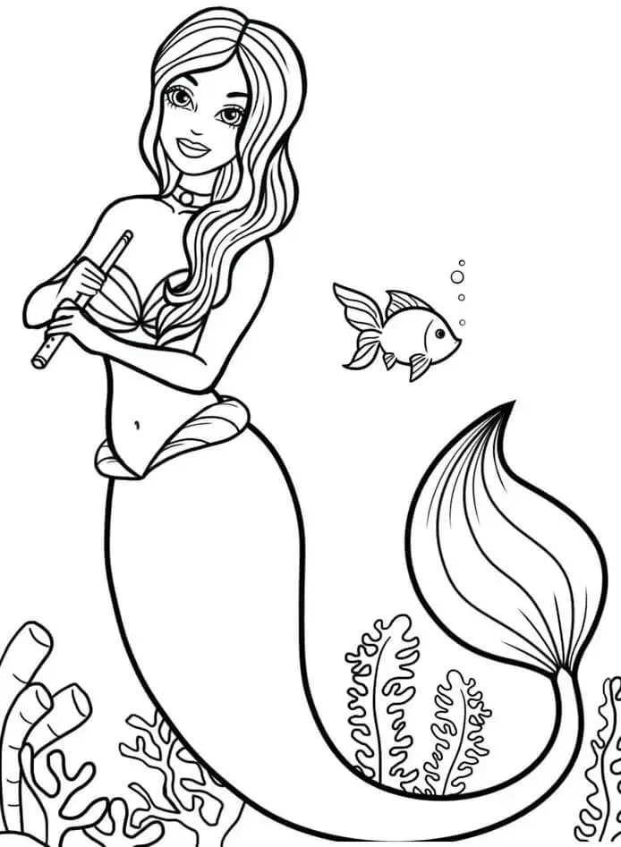 Fise de colorat cu Barbie sirena de colorat p03