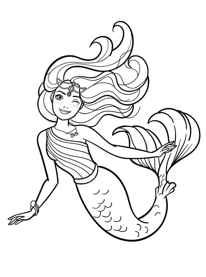 Fise de colorat cu Barbie sirena de colorat p05
