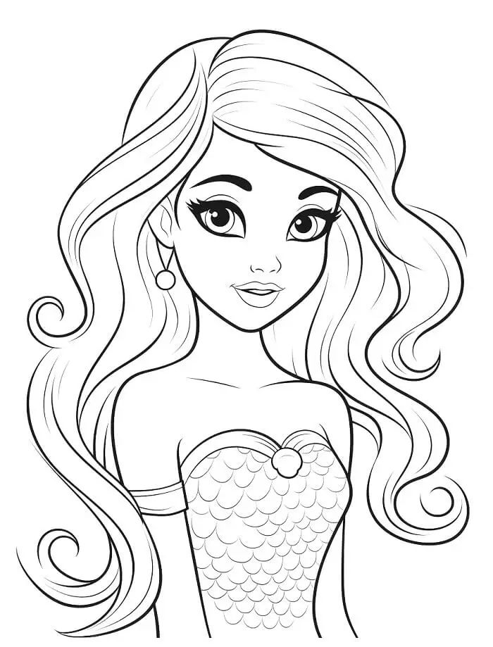 Fise de colorat cu Barbie sirena de colorat p09
