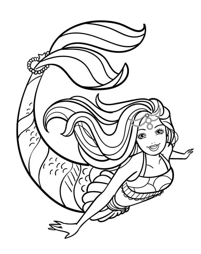 Fise de colorat cu Barbie sirena de colorat p10