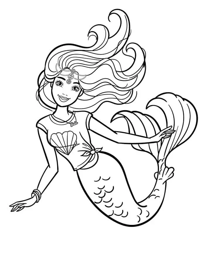 Fise de colorat cu Barbie sirena de colorat p11