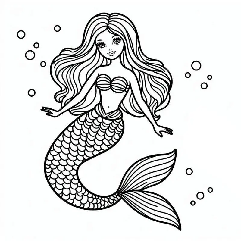 Fise de colorat cu Barbie sirena de colorat p13