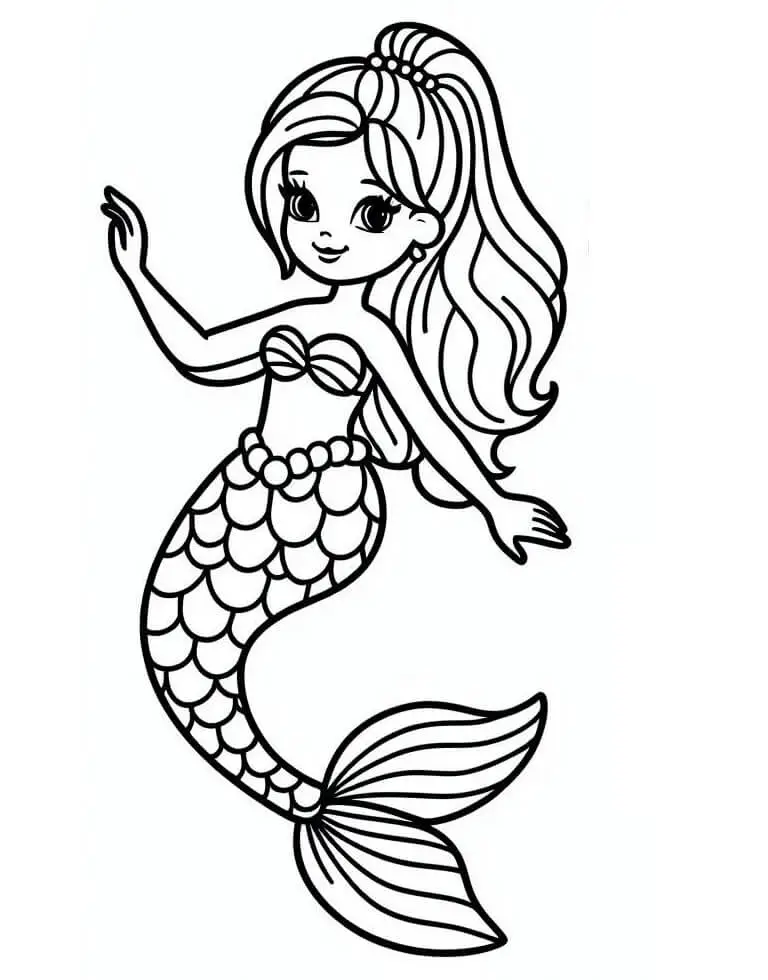 Fise de colorat cu Barbie sirena de colorat p14
