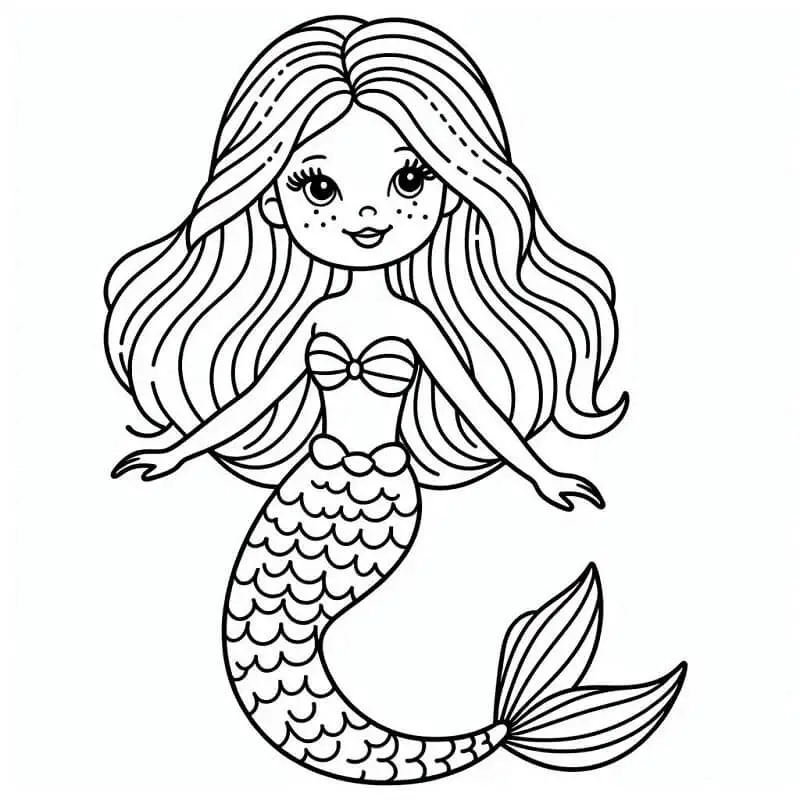Fise de colorat cu Barbie sirena de colorat p16