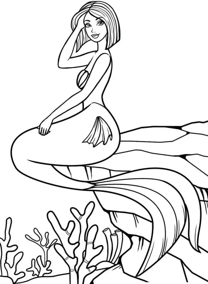 Fise de colorat cu Barbie sirena de colorat p19