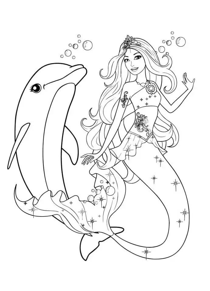 Fise de colorat cu Barbie sirena de colorat p21