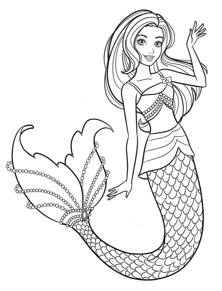 Fise de colorat cu Barbie sirena de colorat p22