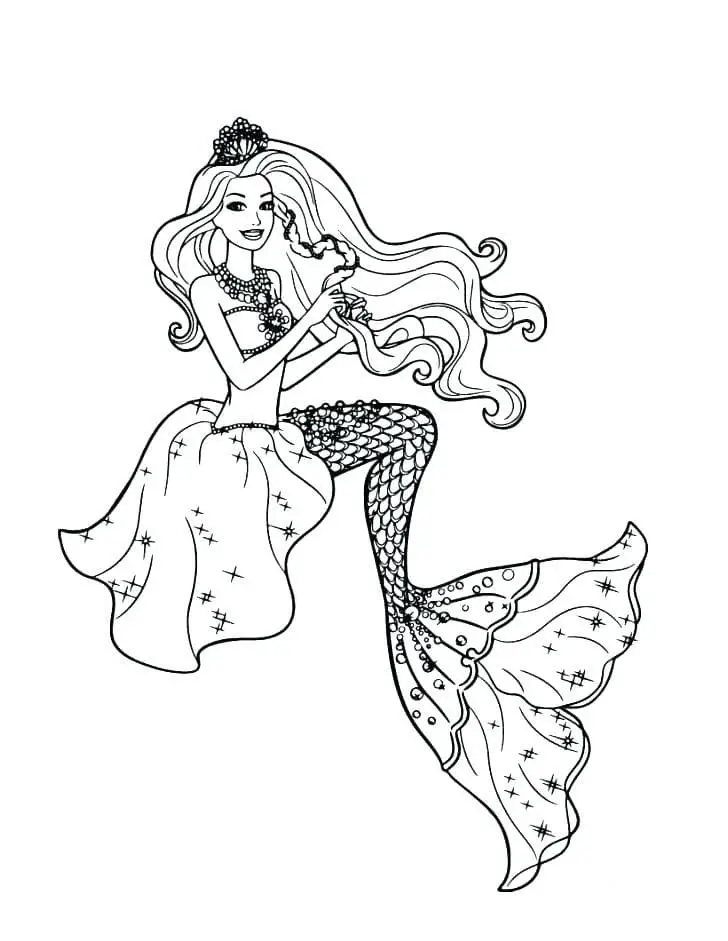 Fise de colorat cu Barbie sirena de colorat p23