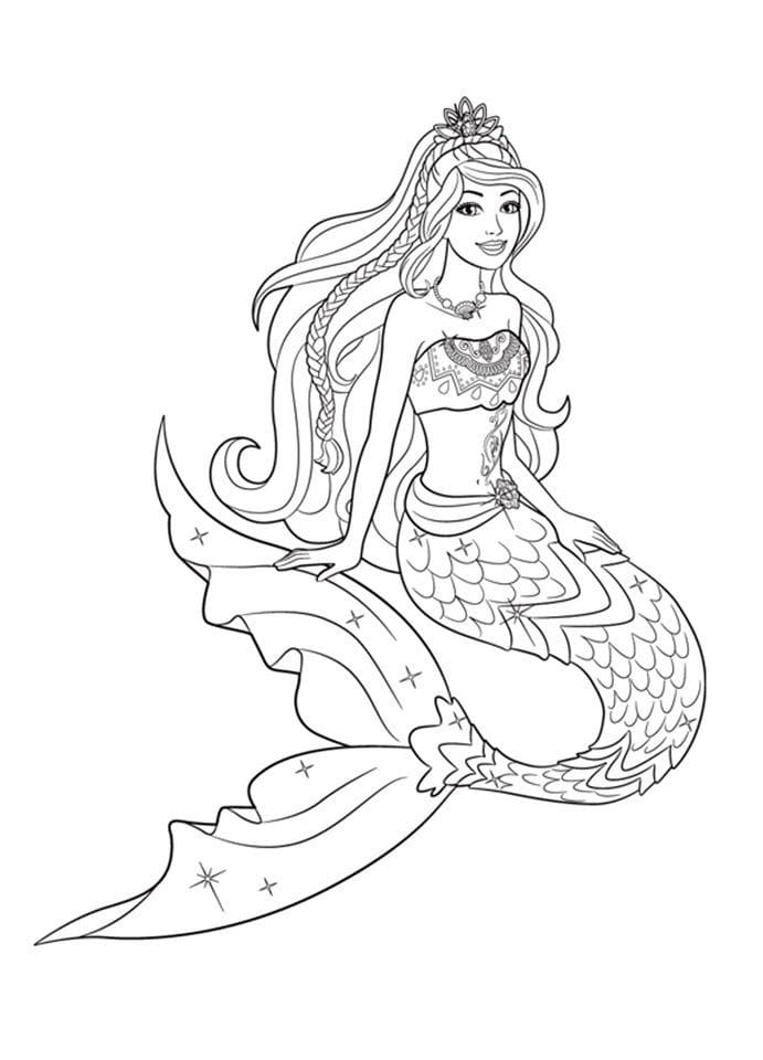 Fise de colorat cu Barbie sirena de colorat p24