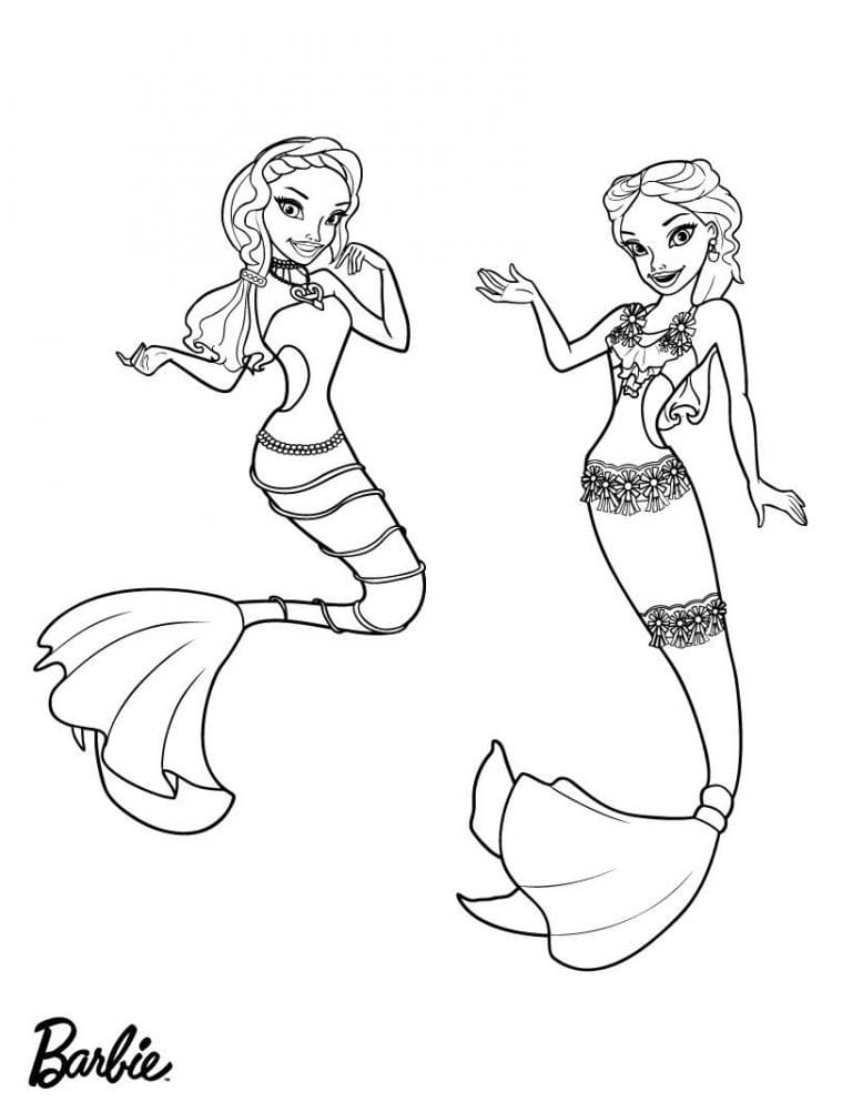 Fise de colorat cu Barbie sirena de colorat p26