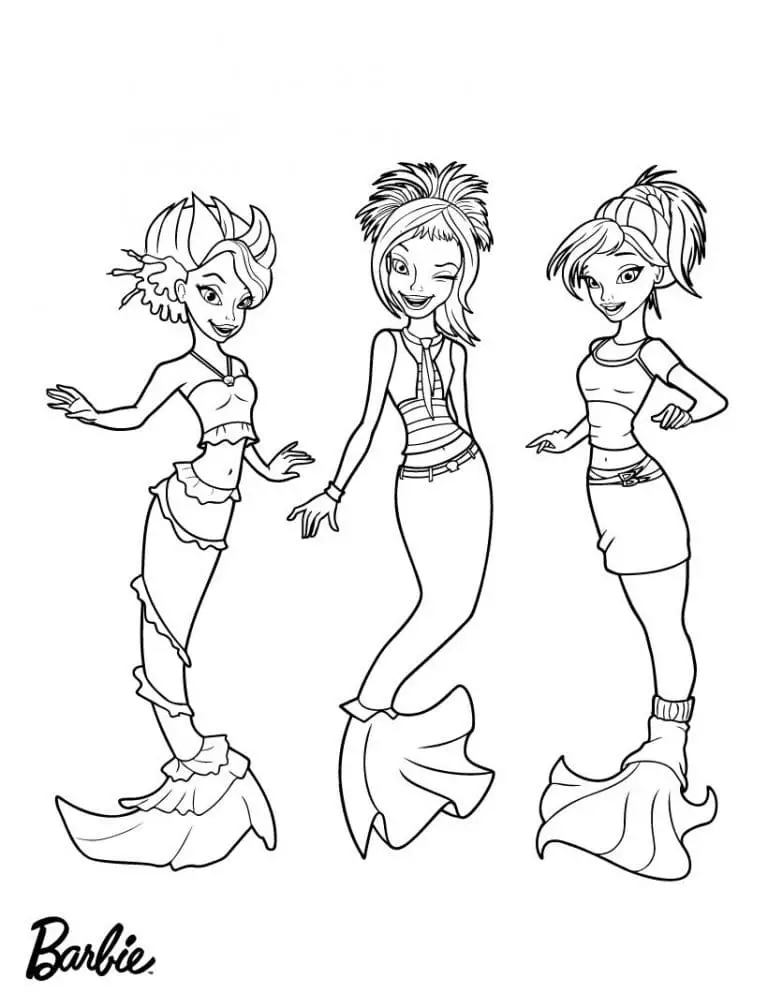 Fise de colorat cu Barbie sirena de colorat p27