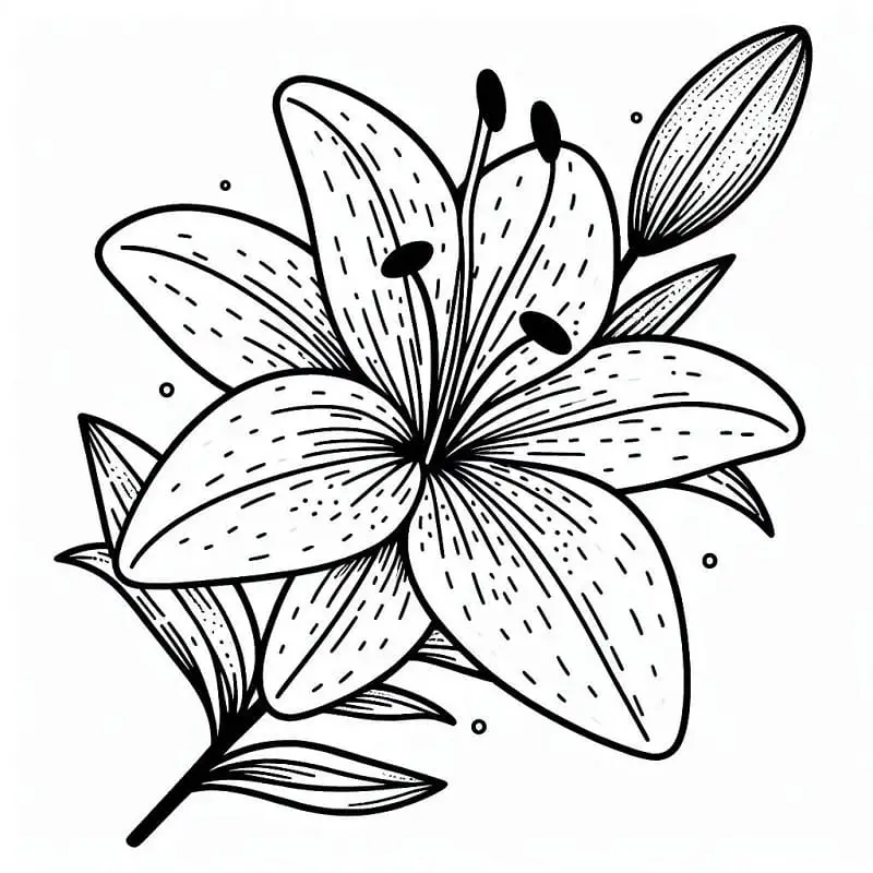 Fise de colorat cu Flori Crini Gratuite