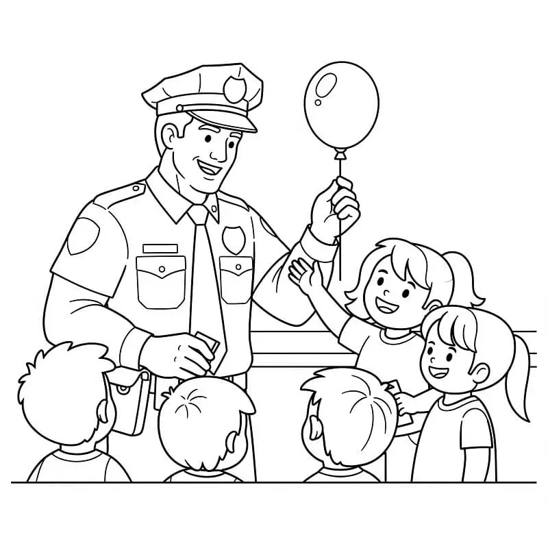 Fise de colorat cu Imprimabile Gratuite Politisti