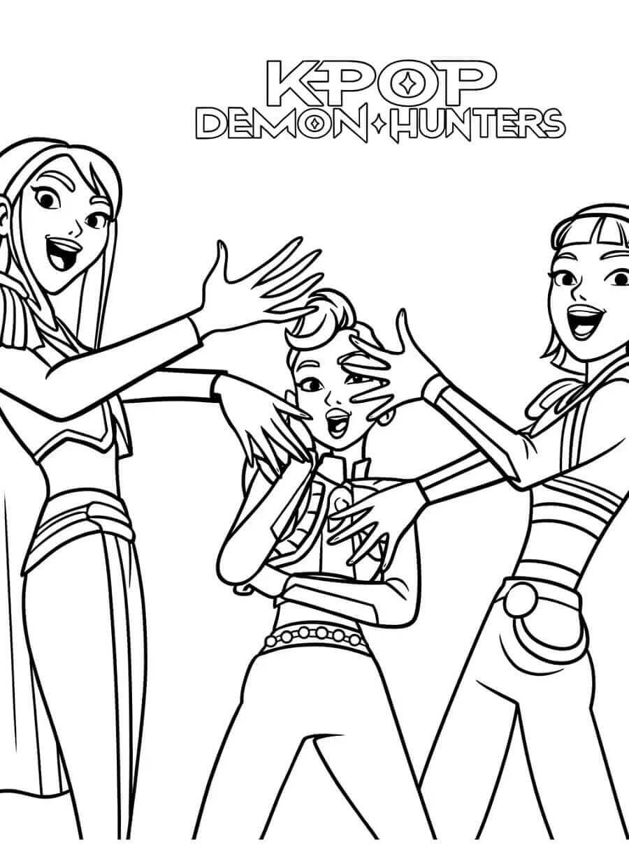 Fise de colorat cu Kpop Demon Hunters de colorat p06