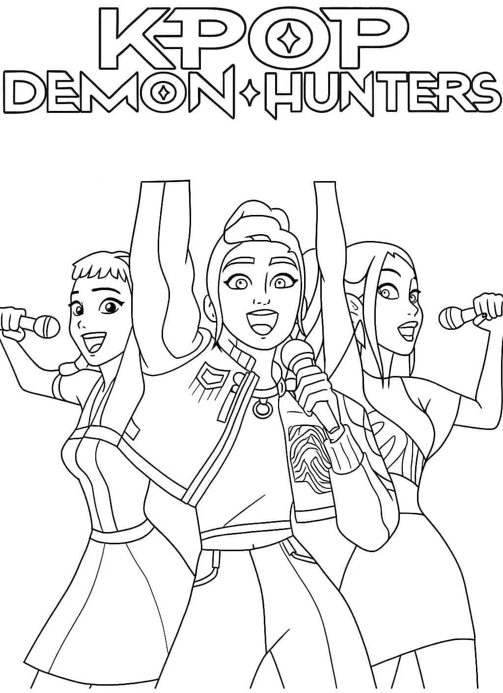 Fise de colorat cu Kpop Demon Hunters de colorat p08