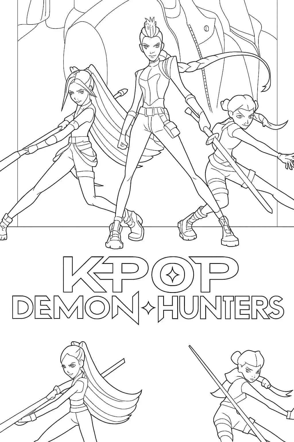 Fise de colorat cu Kpop Demon Hunters de colorat p09