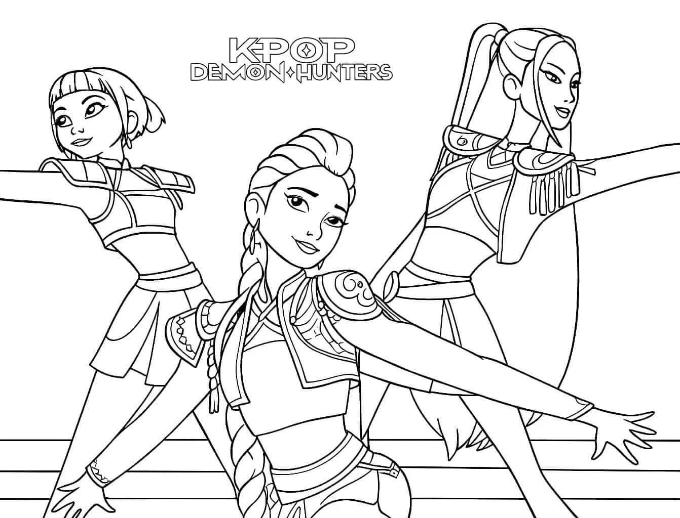 Fise de colorat cu Kpop Demon Hunters de colorat p12
