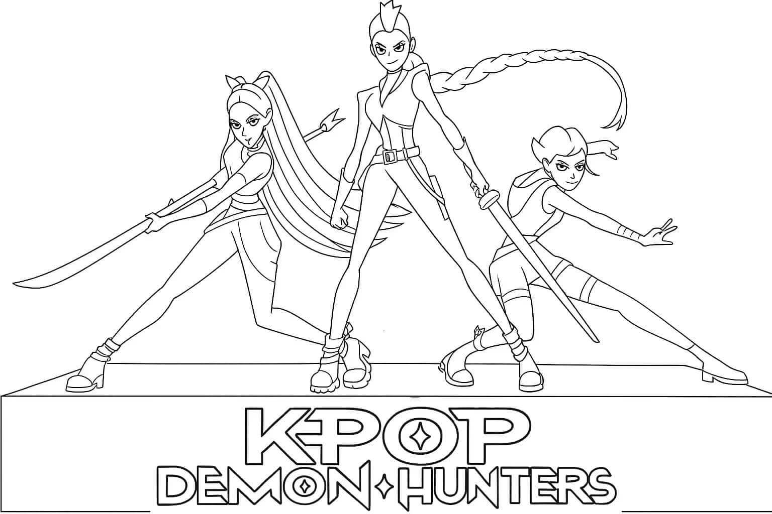 Fise de colorat cu Kpop Demon Hunters de colorat p13