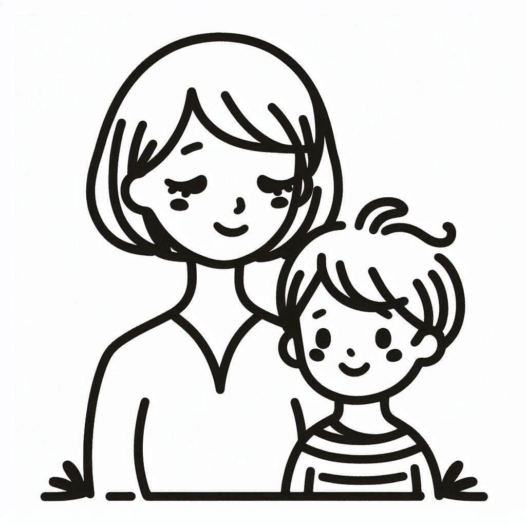 Fise de colorat cu Mama si Copilul de colorat p05