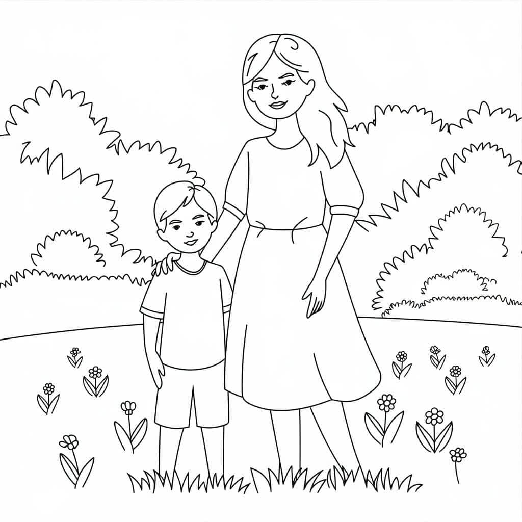 Fise de colorat cu Mama si Copilul de colorat p21
