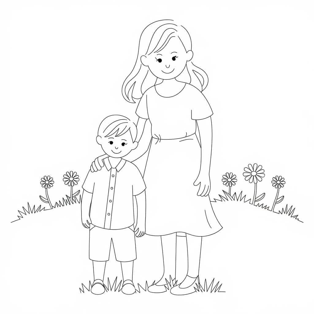 Fise de colorat cu Mama si Copilul de colorat p23