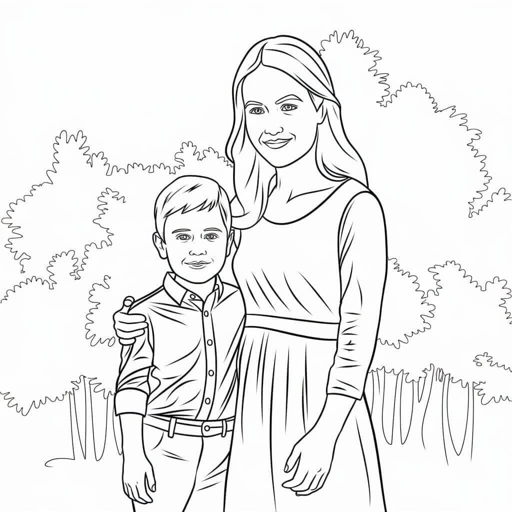 Fise de colorat cu Mama si Copilul de colorat p25