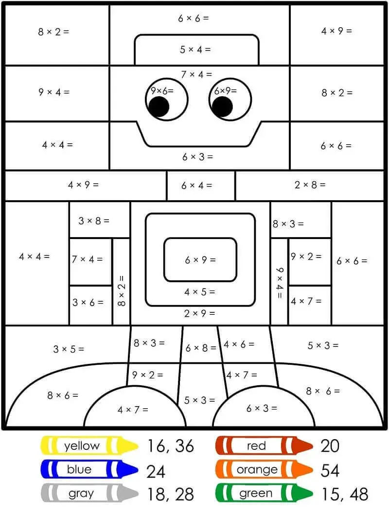 Fise de colorat cu Matematica Distractiva de colorat p54